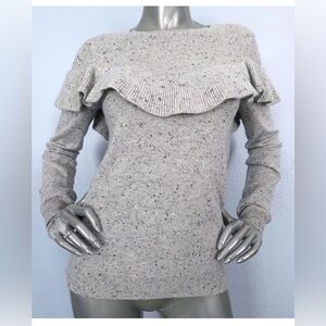 Antonio Melani NWOT  $139 Ruffled 100% Cashmere Grey Donegal Giselle Sweater XS